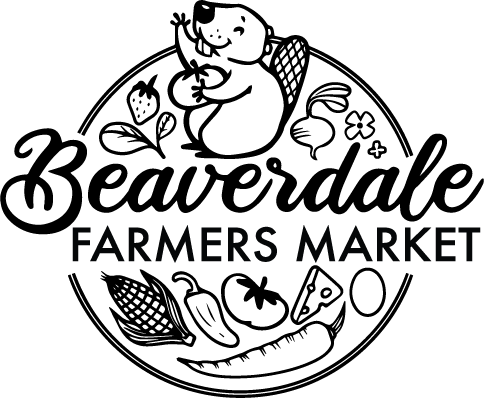 Black and white version of the official Beaverdale Farmers Market Logo